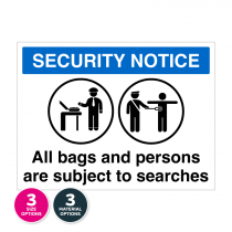 All Bags & Person Subject to Searches Notice (Landscape)