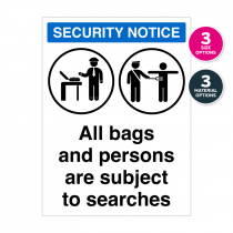 All Bags & Persons Subject to Searches Notice (Portrait)