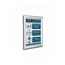 Framed wall mounted Social Distancing customer notice with 3 essential guidelines