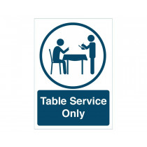 Table Service Only social distancing notice