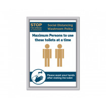 Maximum of 2 persons to use these toilets at a time Social Distancing Wall mounted Toilet Sign