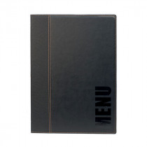 Trendy Black Leather Style A4 Restaurant Menu Holder / Menu Cover