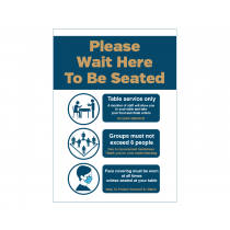  Please wait here to be seated Social Distancing Poster