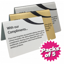 With our Compliments Tent Notice Packs