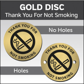 Thank You For Not Smoking 38mm Gold Engraved table discs