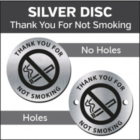 Thank You For Not Smoking 38mm Silver Engraved table discs