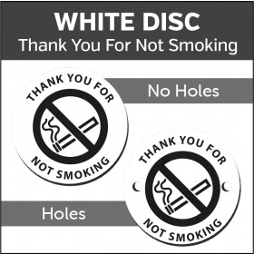 Thank You For Not Smoking 38mm White Engraved table discs