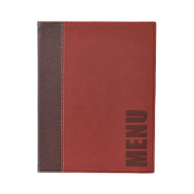Trendy Wine Red Leather Style A5 Restaurant Menu Holder / Menu Cover