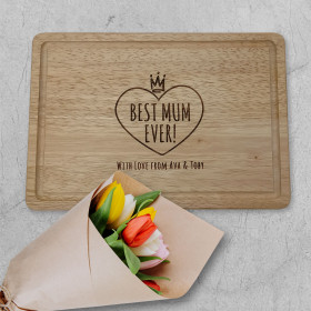 'Best Mum Ever' Personalised Wooden Chopping Board 