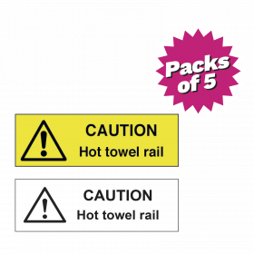 Caution Hot Towel Rail Sticker Packs