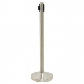 Deluxe Chrome Retractable Black Belt Barrier Post