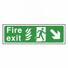 NHS Fire Exit Sign Down Right
