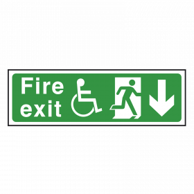 Wheelchair Fire Exit Sign Arrow Down