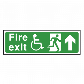 Disabled Fire Exit Sign Arrow Up