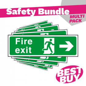 Arrow Right - British Standard Fire Exit Sign - Bundle Pack