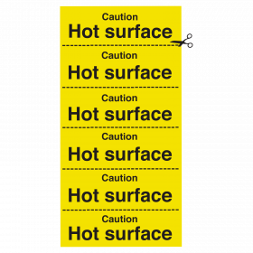 Caution Hot Surface Strips of 6 Signs