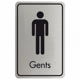 Large Gents Door Sign - Black on Silver