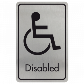 Large Disabled Door Sign - Black on Silver