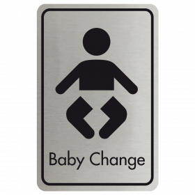 Large Baby Changing Door Sign - Black on Silver