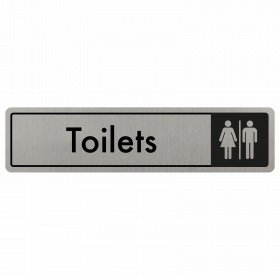 Toilets Door Sign - Black on Silver