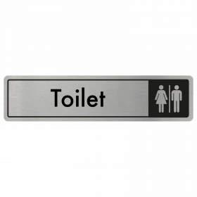 Toilet Door Sign - Black on Silver