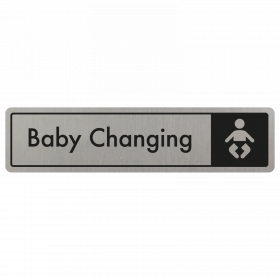 Baby Changing Door Sign - Black on Silver