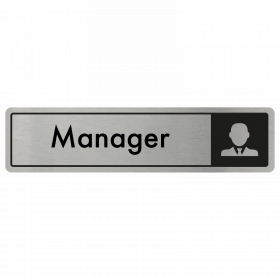 Manager Door Sign - Black on Silver