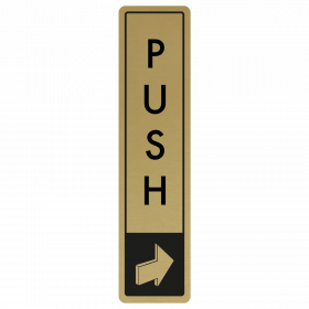 Vertical Push Door Sign - Black on Gold