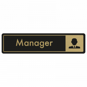 Manager Door Sign - Gold on Black