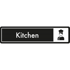 Kitchen Door Sign - White on Black