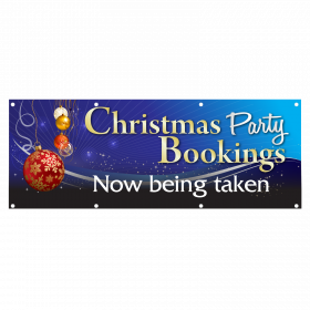 Christmas Party Bookings Now Being Taken Single Sided PVC Banner - Blue