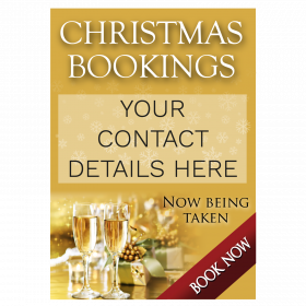 Personalised Christmas Party Bookings Now Being Taken Waterproof Poster - Gold
