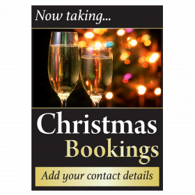 Personalised Now Taking Christmas Bookings Waterproof Poster