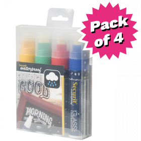 Assorted Colour Waterproof Liquid Chalk Pens  - Pack of 4 - Large 7-15mm Nib