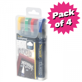Assorted Colour Waterproof Liquid Chalk Pens - Pack of 4 - Medium 2-6mm Nib