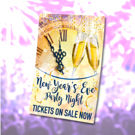 New Years Eve Party Night booking waterproof poster. Sizes available A3, A2 & A1