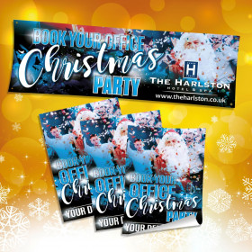 Personalised Book your Office Christmas Party Banner and Poster Advertising Pack 