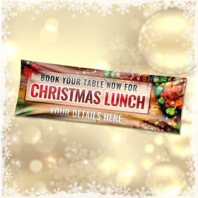 Personalised Book Now For Christmas Lunch Banner.