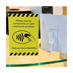 Please pay by contactless card whenever possible countertop freestanding sign