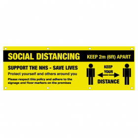 Social Distancing Keep 2 metres apart support the NHS save lives PVC Banner