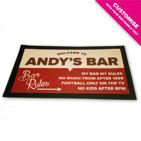 Personalised Bar Drip Mat/Bar Runner - Bar Rules - Style 2 - Rust & Brown 