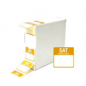 25x25mm Saturday Day of the Week food rotation label. 1000 labels per roll