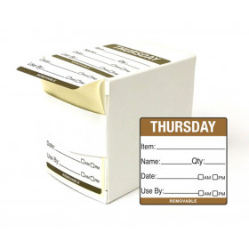 50x50mm Thursday Day of the Week Use by food rotation label. 500 per roll