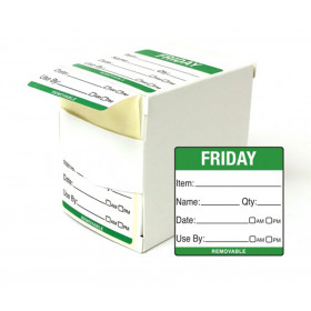 50x50mm Friday Day of the Week Use by food rotation label. 500 per roll