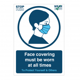 Please wear your face covering at all times sign