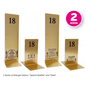 Brushed Gold Allergy Awareness Table Numbers. 