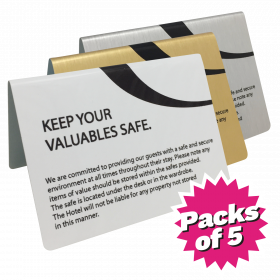 Keep Your Valuables Safe Tent Notice Packs