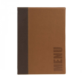 Trendy Light Brown Leather Style A4 Restaurant Menu Holder / Menu Cover