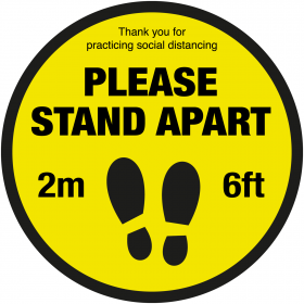 Please Stand Apart social distancing floor sign