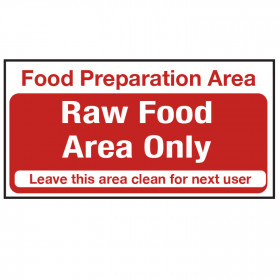 Food Preparation Area Sign - Raw Food Only